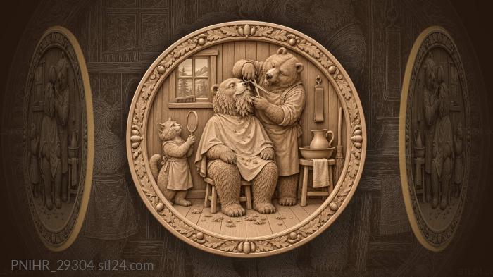 Cat holds the mirror during beard trim 3d STL model