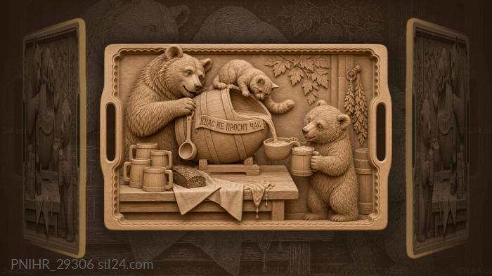 Bears sharing cool kvass drink 3d STL model