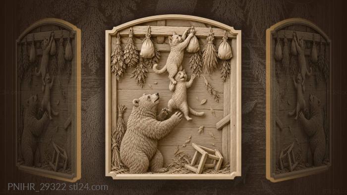 Cats bear harvest playful balance 3d STL model