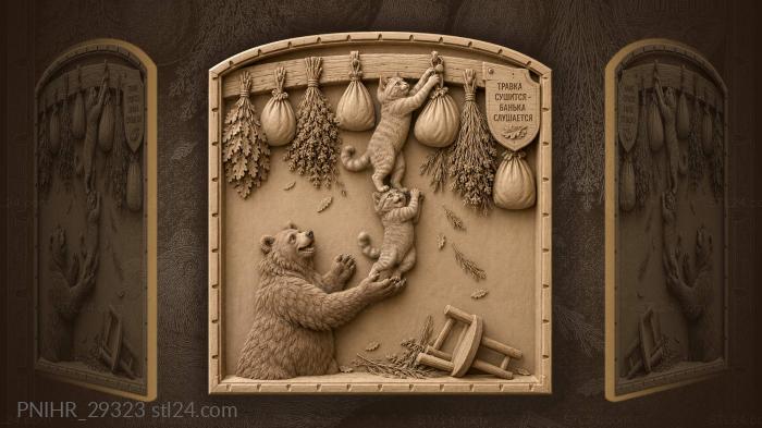 Cats bears herbs beam harvest 3d STL model