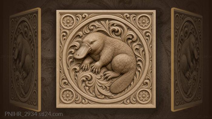 Platypus among swirling leaves rosettes 3d STL model