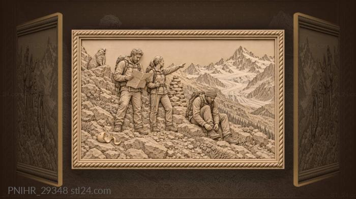 Mountain pass hikers map glacier marmot 3d STL model
