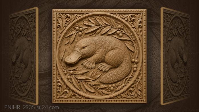Platypus among leaves and berries 3d STL model