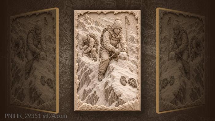Alpine climb snowy ridge teamwork 3d STL model