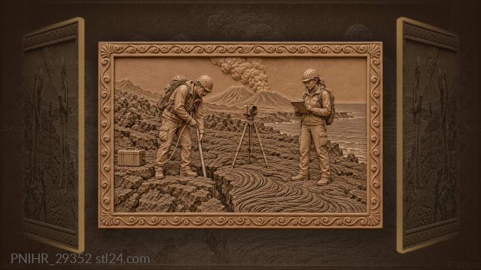 Volcanologist samples gas from lava crack 3d STL model