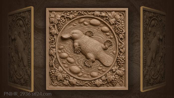 Playful platypus floating among vines 3d STL model