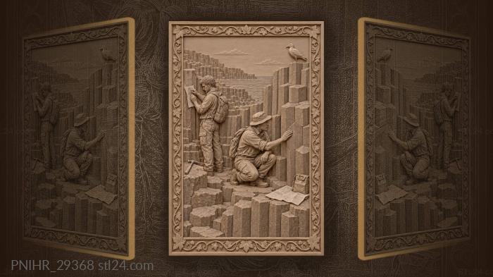 Basalt columns geologist study sea bird 3d STL model