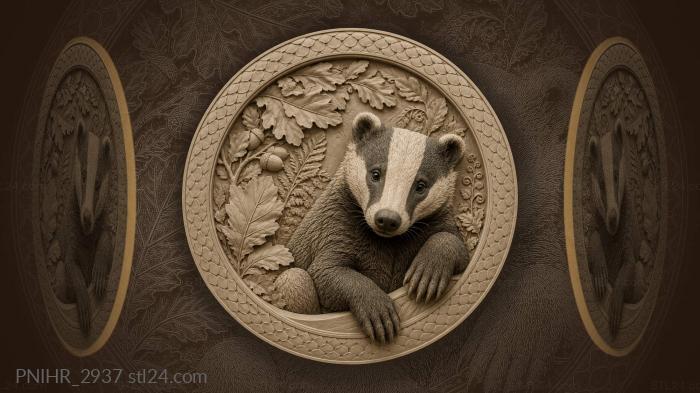 Curious badger among scale pattern 3d STL model
