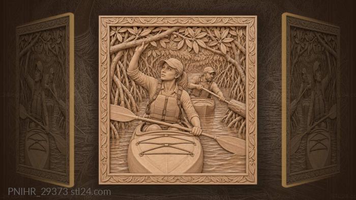 Kayak adventure among mangrove trees 3d STL model