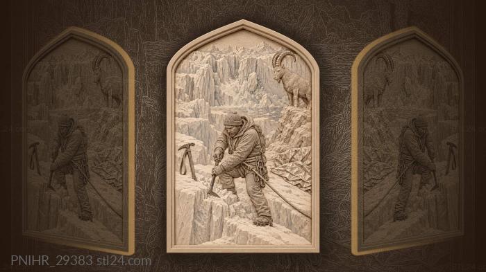 Glacier guide chops step in ice 3d STL model