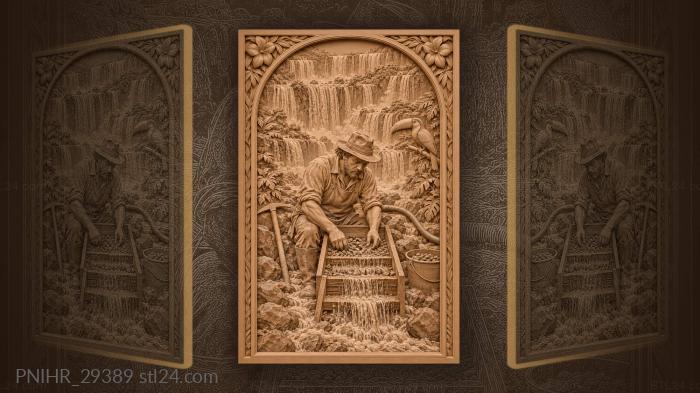 Toucan watches miner work the sluice 3d STL model