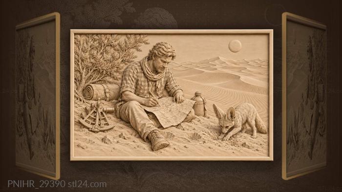 Sahara cartographer with fennec fox 3d STL model