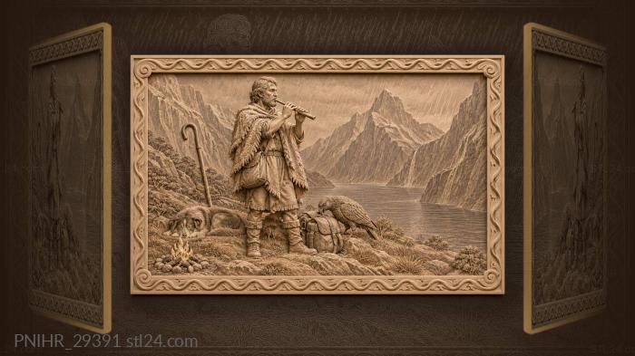 Shepherd plays flute above milford sound 3d STL model