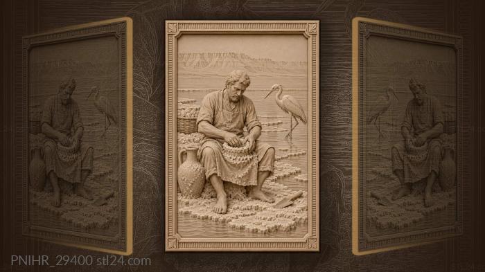 Potter shapes salt crust by sea 3d STL model