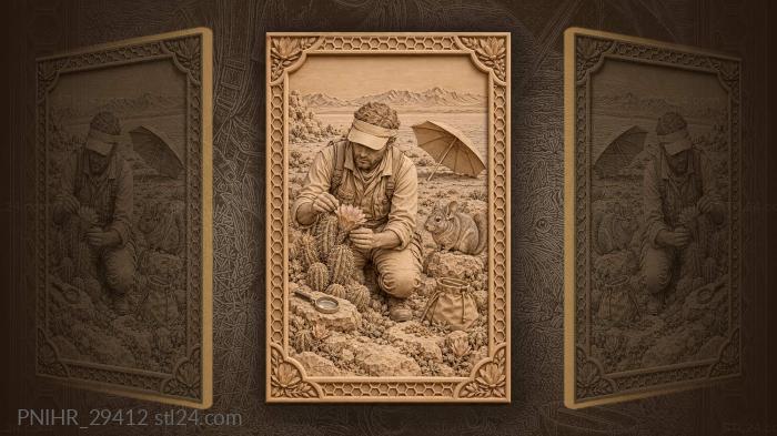 Cactus bloom and a chinchilla in the desert 3d STL model