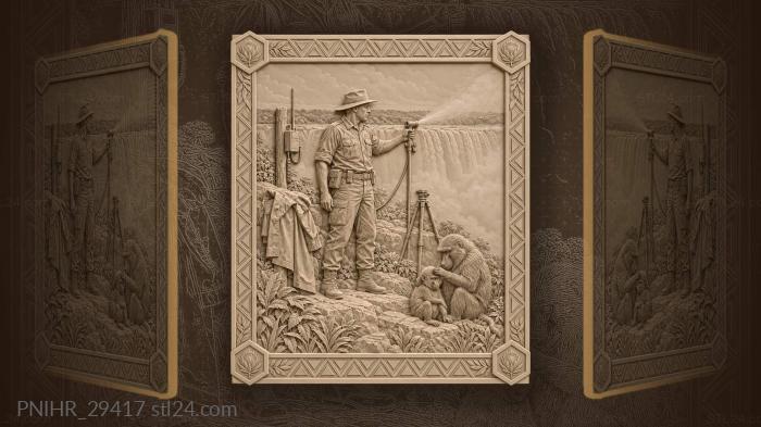 Victoria falls ranger and baboon 3d STL model