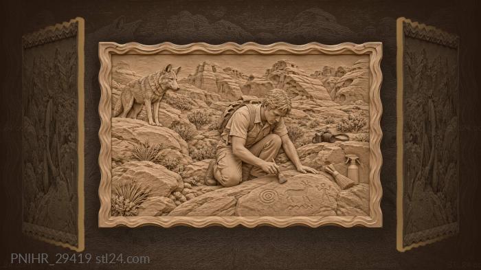 Desert scout and watchful coyote 3d STL model