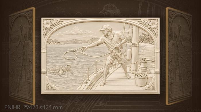 Sailor throws line turtle surfaces 3d STL model