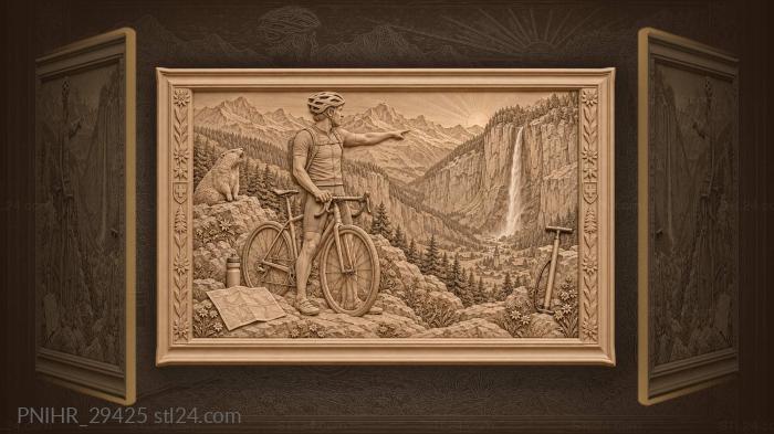 Cyclist views majestic staubbach falls 3d STL model