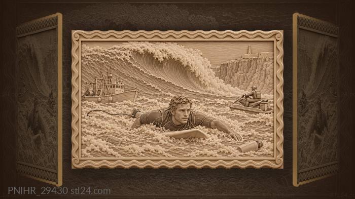 Nazaré surfer giant wave ride 3d STL model