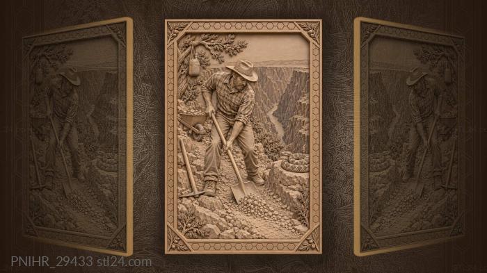 Canyon worker repairs rugged trail 3d STL model