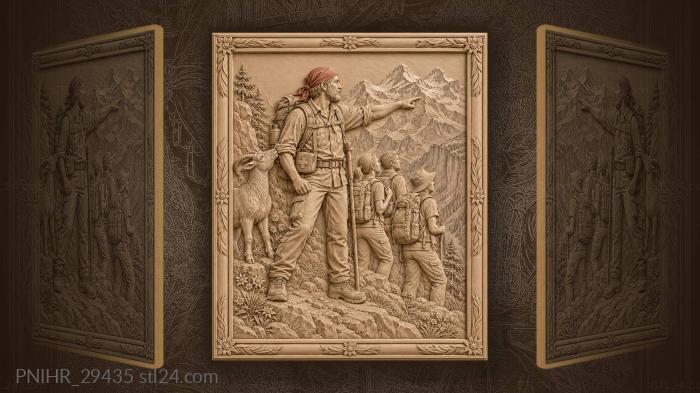Swiss guide with mountain backdrop 3d STL model