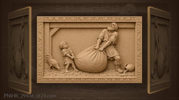 Old man with heavy burden 3d STL model