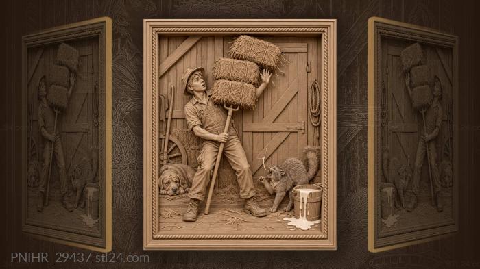 Haystack wobble farm life scene 3d STL model