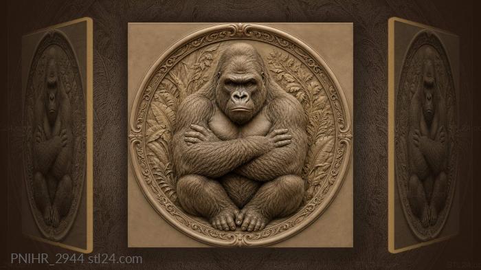 Majestic gorilla strong and thoughtful 3d STL model