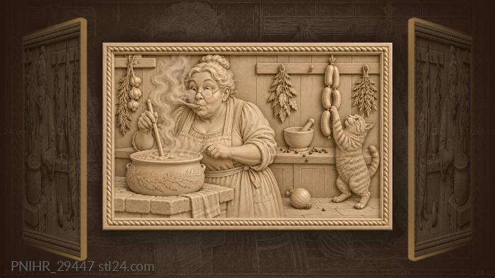 Kitchen warmth cozy cooking scene 3d STL model