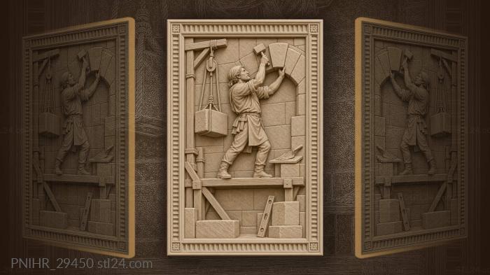 Mason taps keystone into arch 3d STL model
