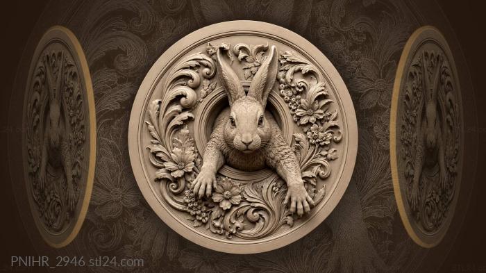 Rabbit escaping circular garden frame 3d STL model