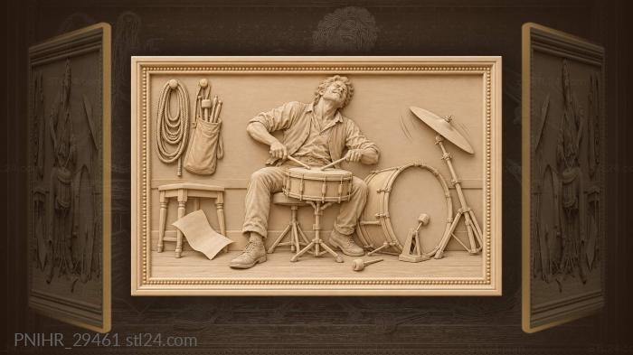 Frenzied drummer sends the cymbal toppling 3d STL model