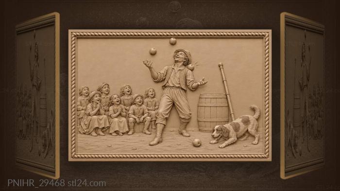 Performer fumbles an apple above the crowd 3d STL model