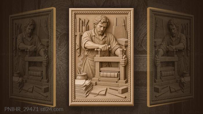 Bookbinder clamps book spine in press 3d STL model