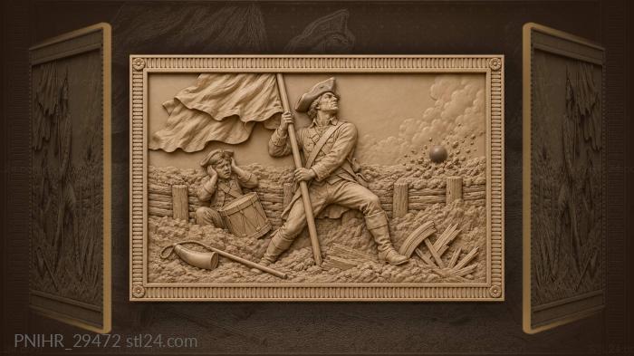 Soldier plants flag under fire 3d STL model