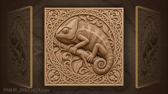 Celtic chameleon rest swirling design 3d STL model