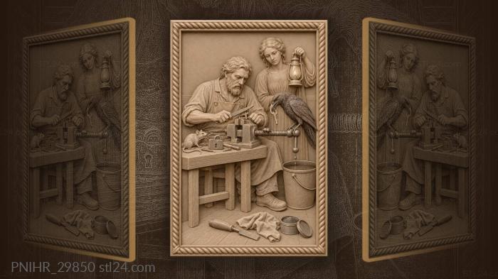 Raven drops the key into oil 3d STL model