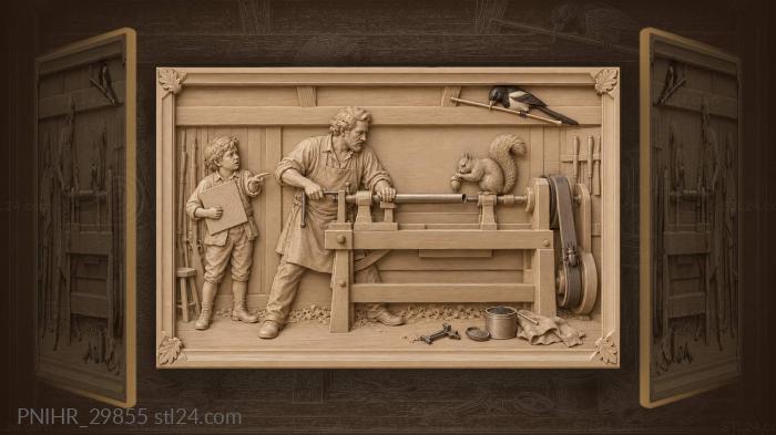 Gunmaker squirrel acorn magpie workshop 3d STL model