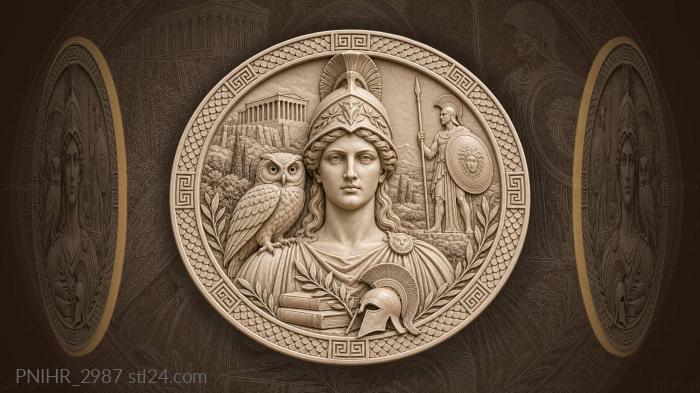 Athena owl ancient greek mythology temple 3d STL model