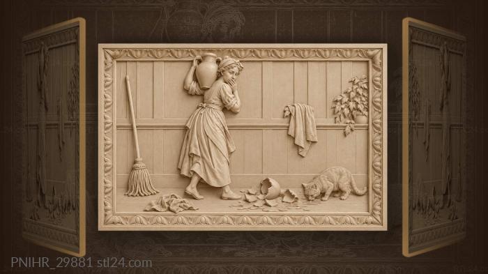 Broken jug spilled water servant girl 3d STL model