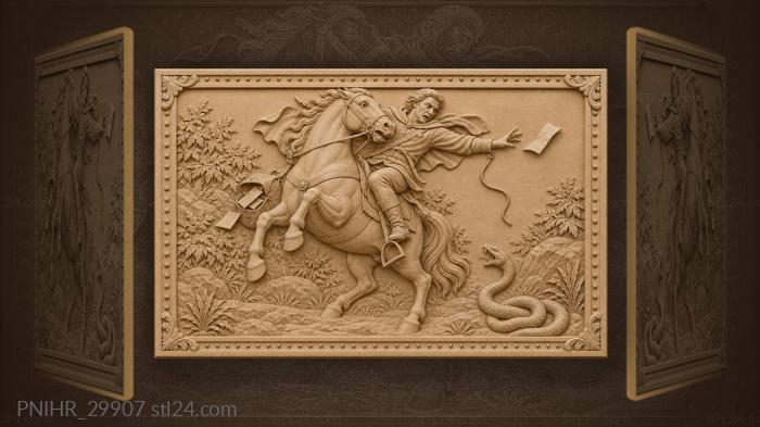 Horseman confronting serpent on road 3d STL model
