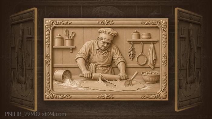 Troublesome baking day kitchen scene 3d STL model
