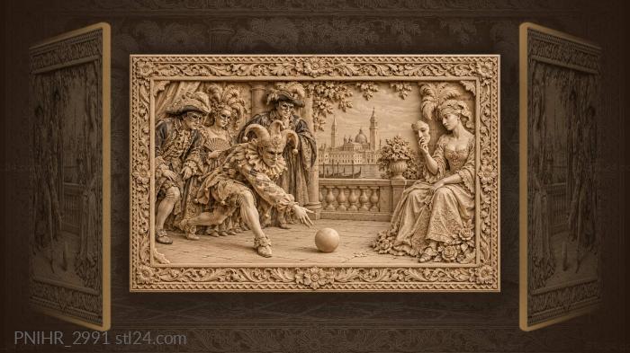 Masquerade game lively theatrical scene 3d STL model