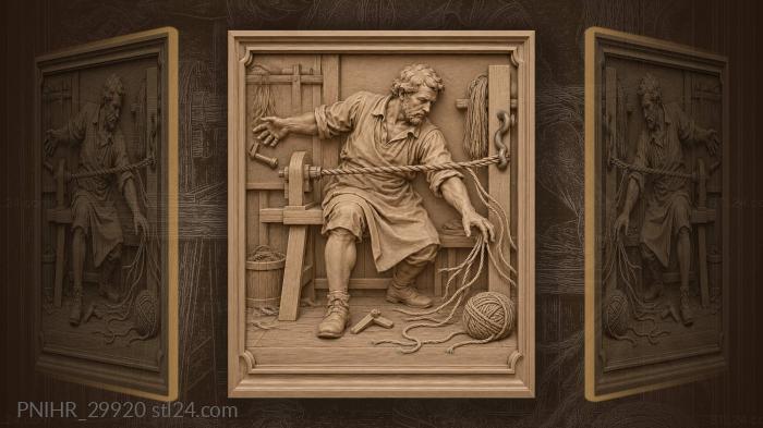 Rope maker losing control of hemp 3d STL model