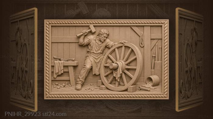 Cartwright adjusting oversized wheel with mallet 3d STL model