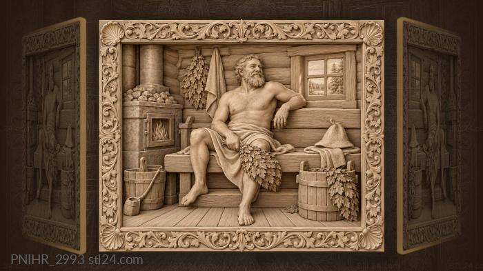 Russian banya interior cozy warmth 3d STL model