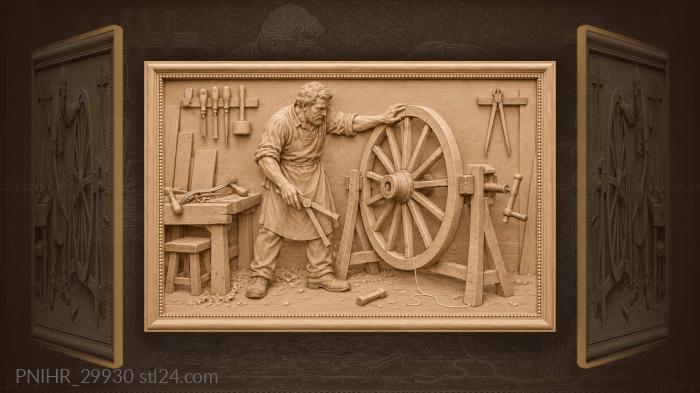 Wheelwright stops a wobbling wheel by hand 3d STL model