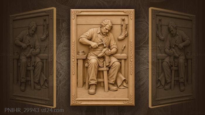 Cobbler at work old boots leather 3d STL model