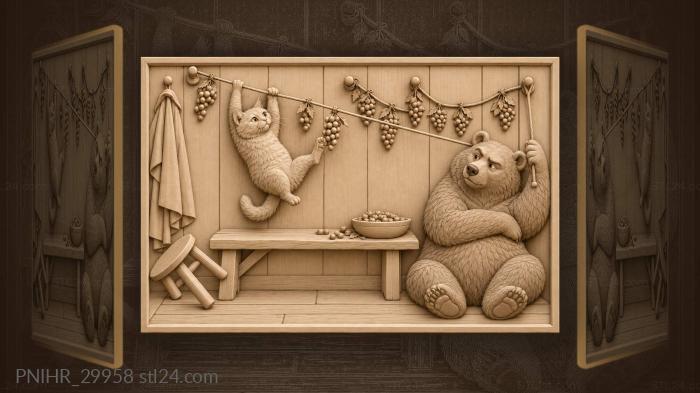 Swinging cat raids the drying berries 3d STL model